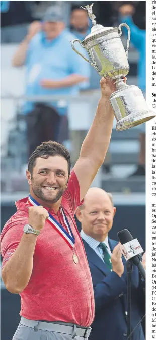  ?? FOTO: EFE ?? Enorme Jon Rahm El vasco celebró de esta manera la conquista de su primer ‘grande’