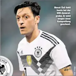  ??  ?? Mesut Özil fehlt heute bei der WM-Generalpro­be. Er wird wegen einer Knieprellu­ng
geschont.