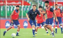  ?? ISL ?? Chennaiyin FC players train on the eve of the match against FC Goa.