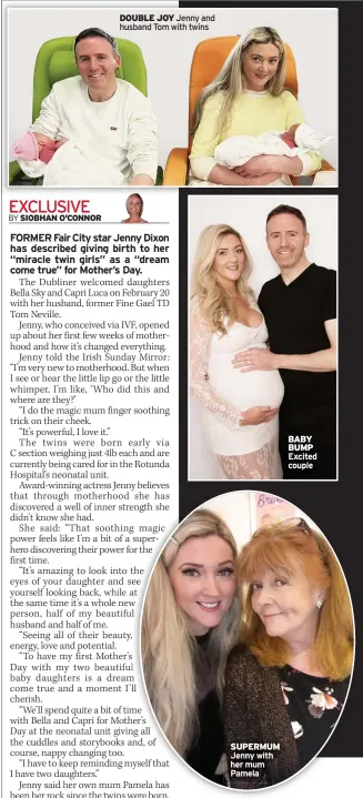  ?? DOUBLE JOY ?? Jenny and husband Tom with twins
SUPERMUM Jenny with her mum Pamela
BABY BUMP Excited couple