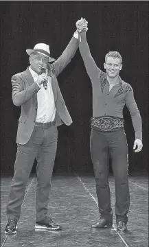  ??  ?? Michael Flatley (left) and James Keegan, lead dancer in Lord of the Dance: Dangerous Games.