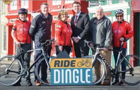  ??  ?? Niall Browne, Oliver Kirwan, Lucy Harvey, Minister Brendan Griffin TD, Paudie Fitzgerald, and Camilla Browne at the launch of the ‘Ride Dingle’ sportif.