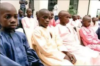  ?? ?? Some of the 137 rescued Kuriga School children at Government House, Kaduna, ...yesterday