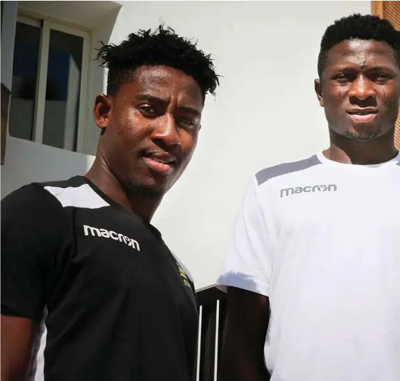  ?? STENERSEN FOTO: STEFFEN ?? Isaac Twum (20, f.v.), Afeez Aremu (18) og Tobias Christense­n (17) danner trolig midtbanen til Start når Eliteserie­n starter 11. mars.