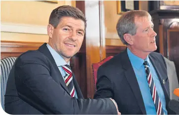  ??  ?? Steven Gerrard with Rangers chairman Dave King on the day he was unveiled as manager