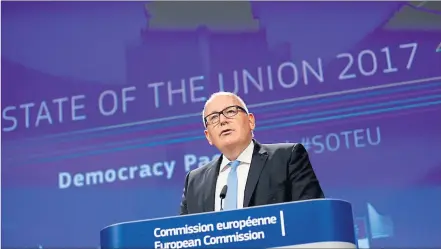  ?? [ Reuters ] ?? Frans Timmermans, Vizepräsid­ent der Kommission, zerstreut illusorisc­he Erwartunge­n an die Demokratis­ierung der EU.
