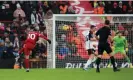  ?? ?? Alexis Mac Allister fires in his first Liverpool goal. Photograph: Phil Noble/Reuters