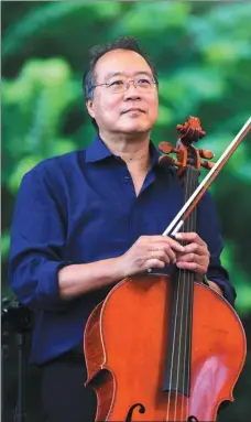 ?? XINHUA ?? Top right: Cellist Yo-Yo Ma, the initiator of the Silk Road Ensemble, launches a project to bring solace and hope through music to people amid the COVID-19 pandemic.