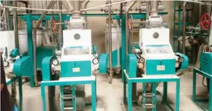  ??  ?? Maize Flour processing machines at Ammani Farms Funtua