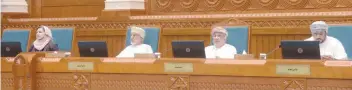  ??  ?? Dr Yahya bin Mahfoudh al Mantheri, State Council Chairman, presides over the State Council session on Wednesday.
