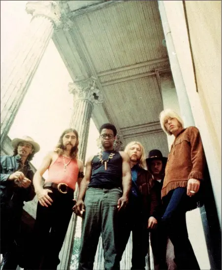  ?? Courtesy of Universal Music Enterprise­s ?? Southern rock pioneers The Allman Brothers Band pose for a publicity still, circa 1971. Group members are (from left) Dickey Betts, Berry Oakley, Jaimoe (Jai Johanny Johanson), Duane Allman, Butch Trucks, Gregg Allman.