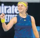  ?? REUTERS ?? Karolina Muchova celebrates winning her fourth round game against Elise Mertens.