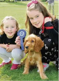  ??  ?? Blue ribbon Best puppy second place was cocker spaniel Max with owners Emma McBrearty, 9, and sister Cara, 3