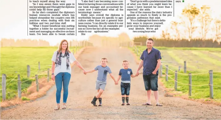  ?? Photo / Supplied ?? Emily Woolsey with husband Daniel and their two sons. She says she undertook a diploma course because she was aware of gaps in her knowledge.