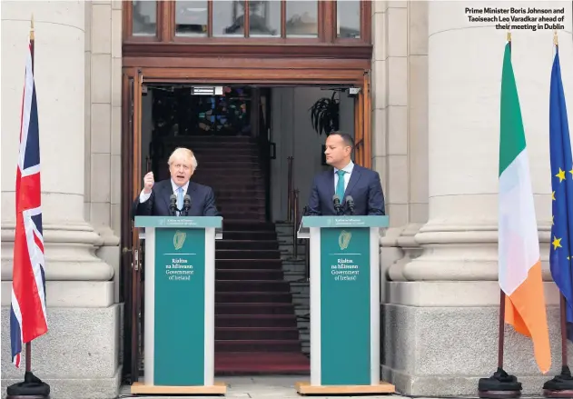  ??  ?? Prime Minister Boris Johnson and Taoiseach Leo Varadkar ahead of
their meeting in Dublin