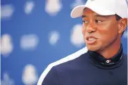  ?? FRANCOIS MORI/ASSOCIATED PRESS ?? Tiger Woods, who will play in the Ryder Cup this weekend, won the Tour Championsh­ip last week and helped boost ratings by 178 percent.