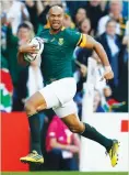  ?? (Reuters) ?? SOUTH AFRICA WINGER JP Pietersen – who scored a hat-trick against Samoa in the second pool match – is back from injury and in the Springboks’ starting lineup for Saturday’s Rugby World Cup quarterfin­al against Wales at Twickenham.