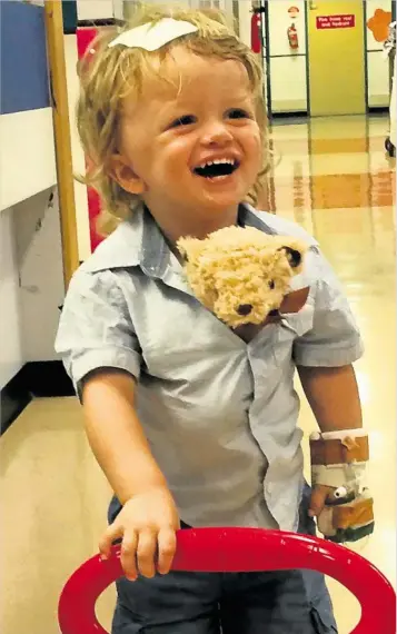  ?? PHOTO: CONTRIBUTE­D ?? BRAVE FIGHT: Braxton Rayner is a brave two-year-old with a rare, inoperable brain tumour.