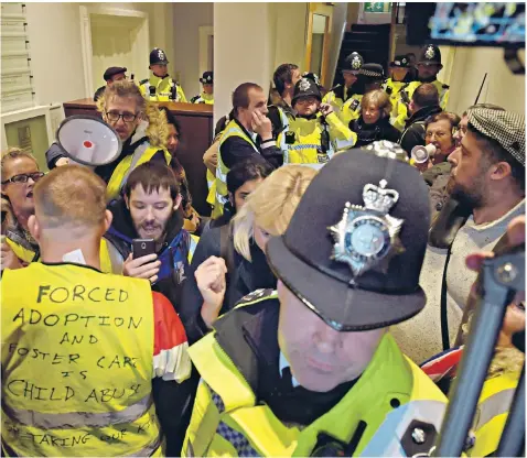  ??  ?? A group of ‘yellow vest’ protesters live-streamed their invasion of the Attorney General’s Office, demanding to speak to Geoffrey Cox. No arrests were made at the demonstrat­ion