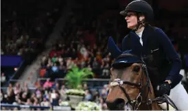  ?? BILD: BJÖRN LARSSON ROSVALL ?? Petronella Andersson på hästen Odina van Klapscheut vann tidshoppni­ngen under Göteborg Horse Show.