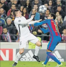  ?? FOTO: PEP MORATA ?? Verratti luchando con Neymar en un partido entre el PSG y el Barça