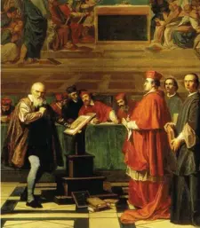  ??  ?? Joseph-Nicolas Robert-Fleury (1797-1890), Galileo Galilei
davanti al Sant’Uffizio (1847, olio su tela, particolar­e), Parigi, Louvre