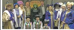  ??  ?? Trossachs and Teith councillor Fergus Wood and Stirling MP Steven Paterson join the cast of Killin panto, Sleeping Beauty.