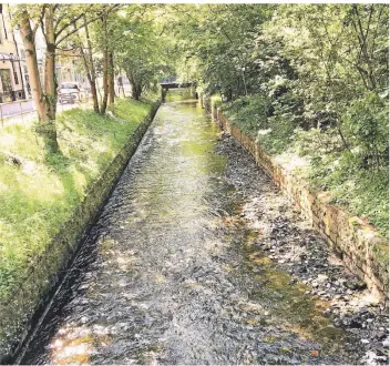  ?? FOTO: CHRISTOPH SCHMIDT ?? In Hilden fließt die Itter in einem steinernen Korsett. Das hat mit dem Hochwasser­schutz zu tun und ist laut BRW auch nicht mehr zu ändern.