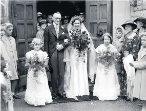  ??  ?? The wedding of Mr Alfred Hutchings and Miss Florence Collins, at Alban’s, Westbury Park, July 18 1936