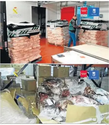  ?? M. G. ?? Parte de la carne incautada por agentes del Seprona de la Guardia Civil.