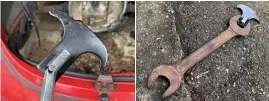  ??  ?? Ingenuity reigns as spanner becomes seal puller (right) to replace broken brand-new tool