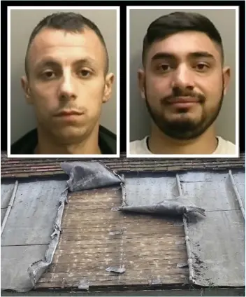  ?? ?? Pictures: LINCOLNSHI­RE POLICE/SWNS
Thefts...Gigi Prundaru, top left, and Rebeca. Above, St Deny’s church roof in Sleaford, Lincs