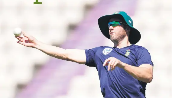  ?? Picture: Reuters ?? DEAD-EYE DICK. Proteas captain AB de Villiers goes through some fielding drills at the Rose Bowl in Southampto­n ahead of today’s second one-day internatio­nal against England.