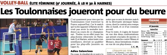  ?? (Photo Luc Boutria) journée ?? Les Toulonnais­es tenteront un coup pour l’honneur ce soir à Harnes, l’essentiel étant ailleurs.