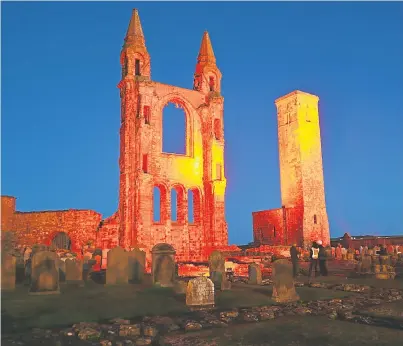  ?? Picture: George McLuskie. ?? St Andrews Cathedral has previously been lit up.