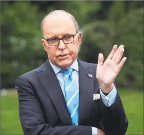  ?? Nicholas Kamm / AFP / Getty Images ?? Larry Kudlow, Director of the National Economic Council, speaks to the media at the White House in Washington on Oct. 5.
