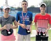  ?? LANCE LUCIANI/COURTESY ?? From left: Ava, Jake and Connor Krug are all competing in the USTA National Clay Court Championsh­ips. Ava is in the Girls 12s and the twins are in the Boys 14.