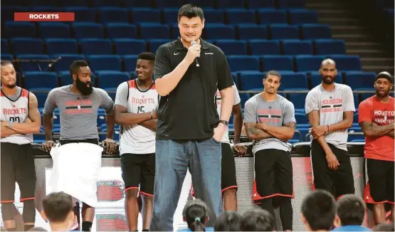  ?? Weng lei / CTR via Associated Press ?? Regular trips to China since Yao Ming’s arrival in Houston in 2002 have helped cement the Rockets’ status as a popular team in the world’s most populous country.