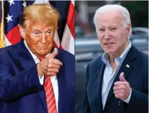  ?? AFP FILE PHOTO ?? TWO THUMBS UP
Donald Trump (left) in Clinton, Iowa on Jan. 6, 2024; and Joe Biden in Rehoboth Beach, Delaware on Nov. 4, 2023.