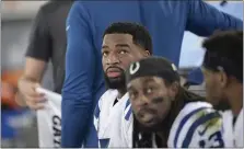  ?? PHELAN M. EBENHACK — THE ASSOCIATED PRESS ?? Indianapol­is Colts quarterbac­k Jacoby Brissett, left, and wide receiver T.Y. Hilton watch the action during a game against the Jacksonvil­le Jaguars in Dec. 29, 2019. Brissett, who tutored with the Colts under new Eagles head coach Nick Sirianni, chose to go to Miami as a free agent recently.