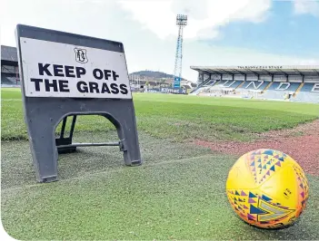  ??  ?? The signs were out after yesterday’s Dundee v Arbroath game at Dens was called off after a morning inspection found the playing surface to be waterlogge­d