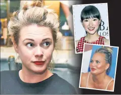  ??  ?? The Times has suspended writer Alison Roman for — mildly — criticizin­g Marie Kondo (top inset) and Chrissy Teigen (bottom inset).