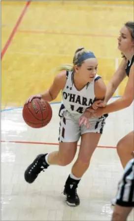  ?? MICHAEL REEVES — FOR DIGITAL FIRST MEDIA ?? Cardinal O’Hara All-Delco Kenzie Gardler drives the lane in a 50-47 win over Episcopal Academy at the Cardinal O’Hara Tournament.