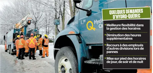  ?? PHOTO D’ARCHIVES ?? Sur cette photo (à titre illustrati­f), des employés d’Hydro-Québec s’affairaien­t à réparer les dégâts causés par une tempête de neige à Sainte-Julie, le 28 février 2013.