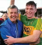  ??  ?? Past and present: Joe Hayes (left) celebrates with Dillon Quirke