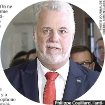  ??  ?? Philippe Couillard, l’antination­aliste du Québec.