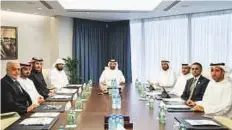  ?? Courtesy: Adnic ?? Shaikh Mohammad Bin Saif Al Nahyan, (centre), Chairman of Adnic at the board meeting yesterday. Ahmad H. Idris, CEO of Adnic is also seen at the left.