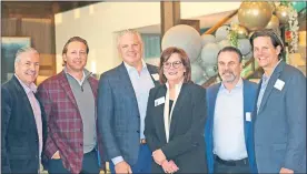  ?? COURTESY OF SAGELIFE ?? Attending the grand opening of The Mattison at 501 Estate are, from left, Chuck Hammonds, senior managing director of Harbert South Bay; Kyle Wisdom, managing director of Harbert South Bay; Patrick McGonigle, chief executive officer of Harbert South Bay; Kelly Andress, founder and president of SageLife; Joel Sherman, senior managing director of Harbert South Bay; and Adam Arnold, managing director of Harbert South Bay.