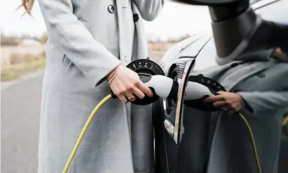 ?? Photograph: Getty Images/Cavan Images RF ?? Retailers will also be required to display the informatio­n at electric vehicle charging points: it is hoped the labels will highlight the difference­s in environmen­tal impact between fuels.