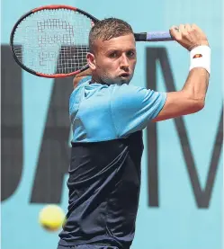  ?? Picture: Getty. ?? Dan Evans was knocked out of the Mutua Madrid Open in the first round yesterday, defeated in straight sets by Dutchman Robin Haase.